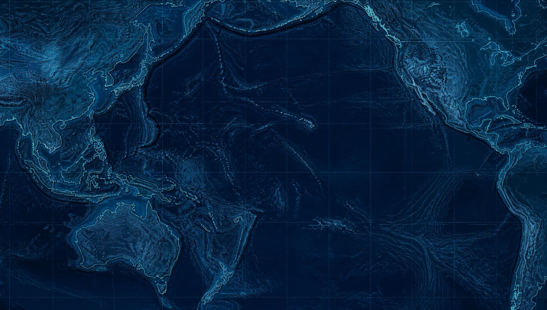 Topographical map of the Pacific region